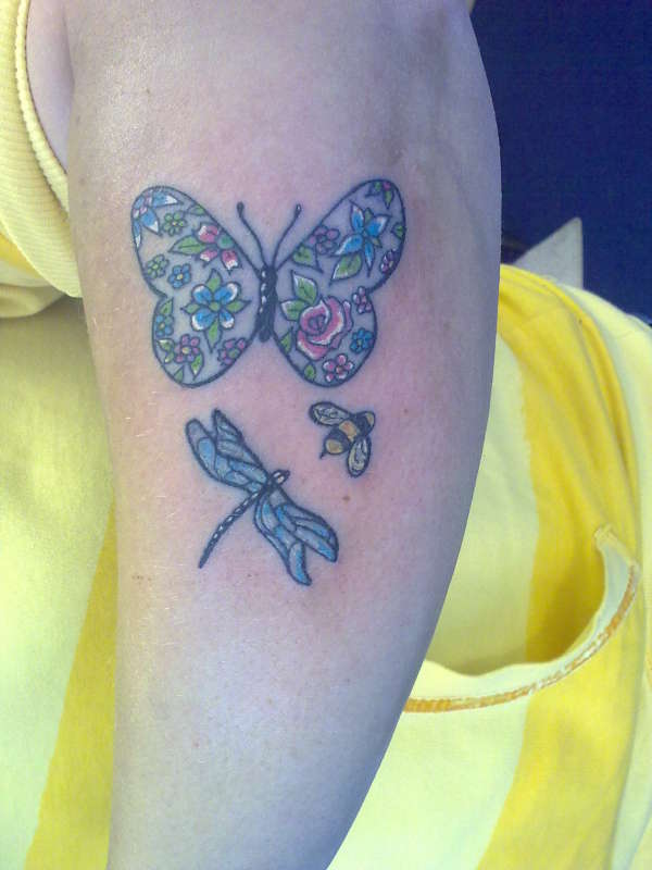 flowered butterfly tattoo