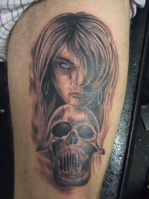 horror woman tattoo