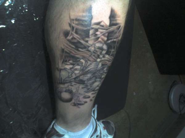 scorpion dessert scene cover up tattoo