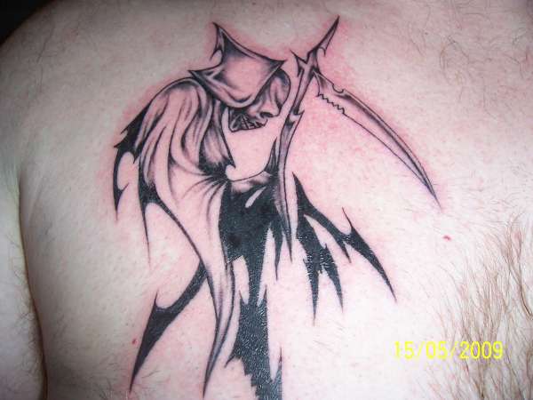 Baz Abroad Reaper tattoo