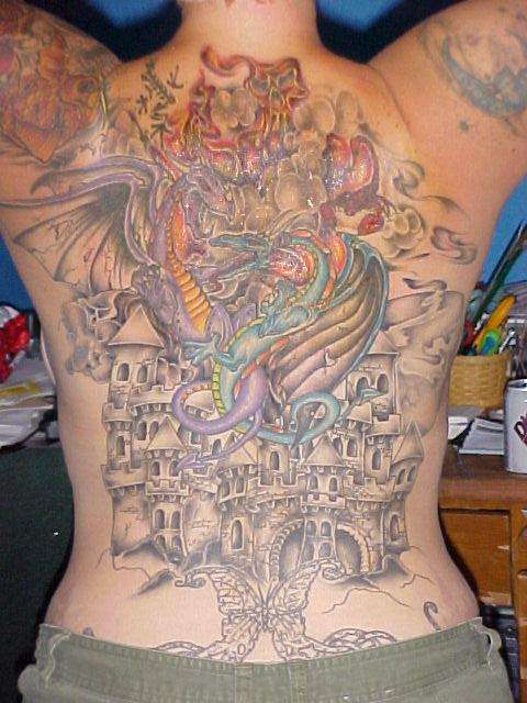 Dragons -n- Castle tattoo