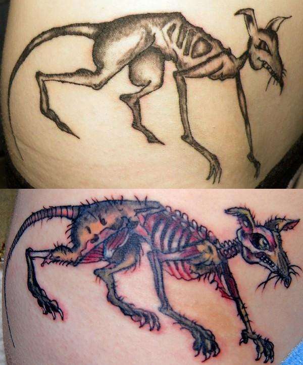 My Rat - before & after tattoo