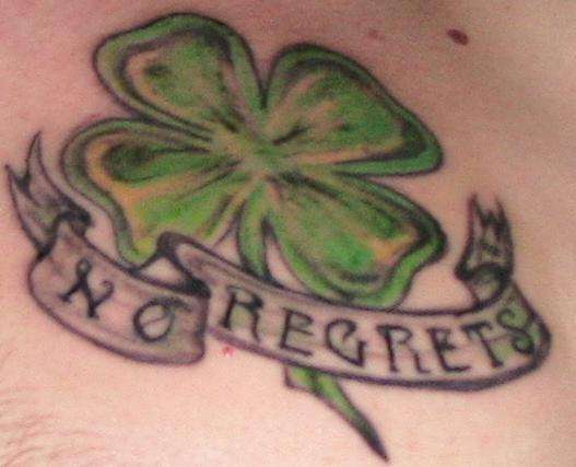Faith, Hope, Love, Luck, No Regrets tattoo