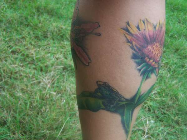 Indian blanket flower and butterfly #2 tattoo