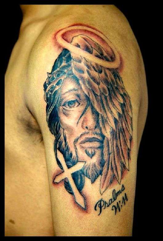 Jesus and His Angel's wing. tattoo