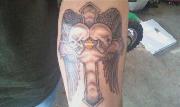 cross with wings and skulls HD tattoo