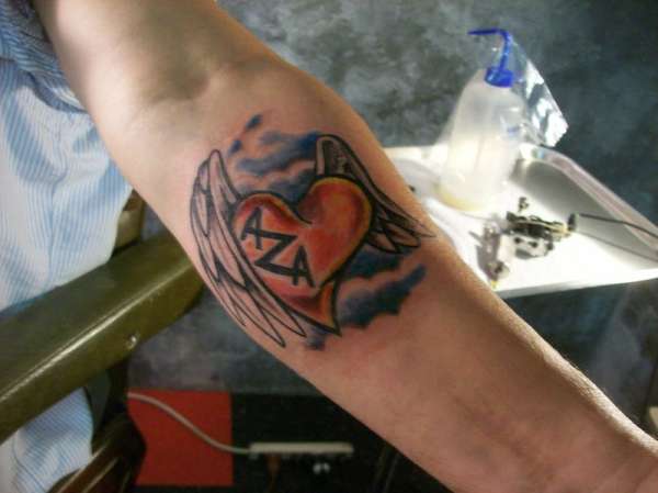 New School Heart w/ initials tattoo