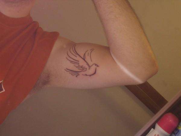 Dove tattoo. Religious symbol of love tattoo