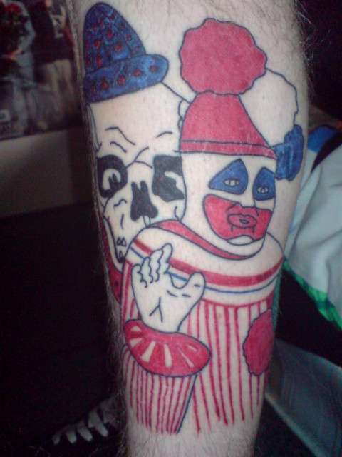 John Wayne Gacy = Pogo and Clown Skull tattoo