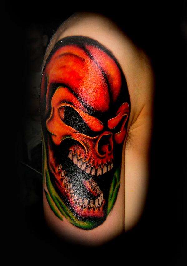 crazy skull tattoo
