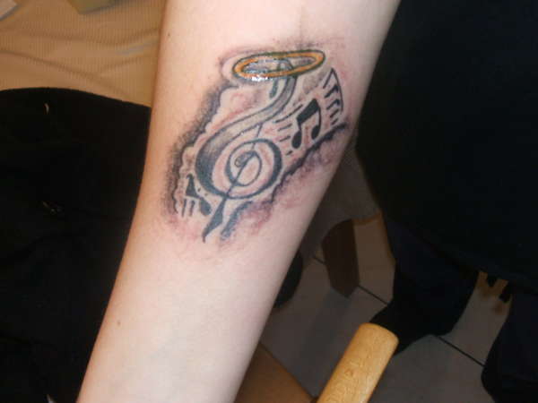 music note w/ halo tattoo