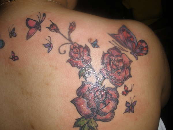 BUTTERFLIES AND ROSES tattoo