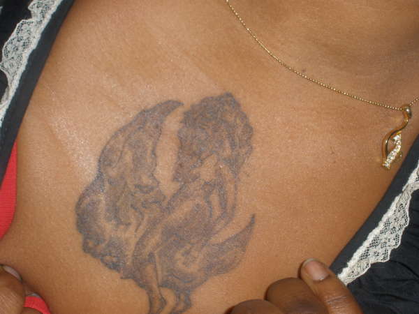 GIRL RIDIN THE MOON LOL tattoo