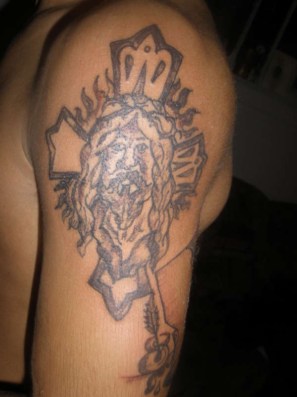 JESUS AND A CROSS tattoo