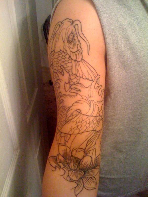 koi 3/4 Sleeve 2nd Session lotus tattoo