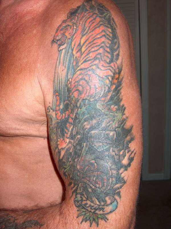 Tiger on the Falls tattoo