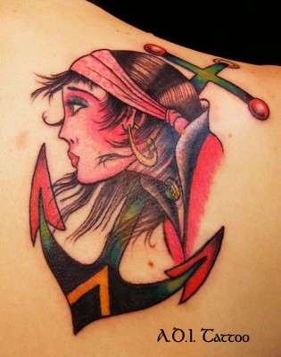 Gypsy and anchor tattoo