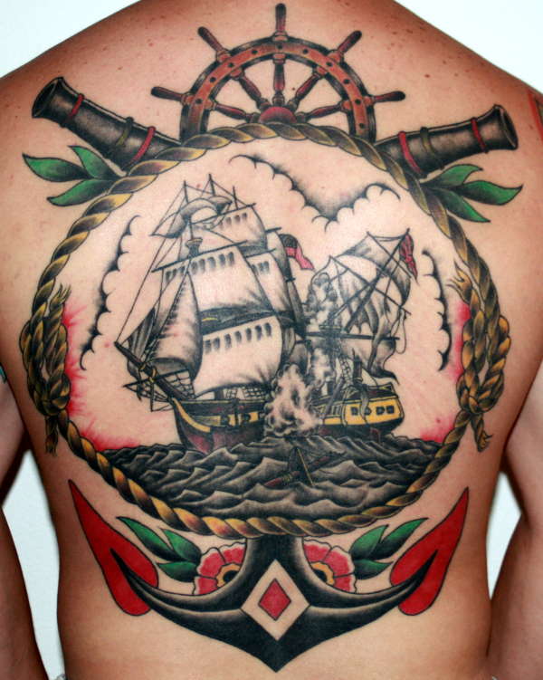 Old School Navy Back tattoo