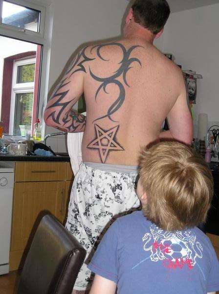 Satan loves tribal tattoo