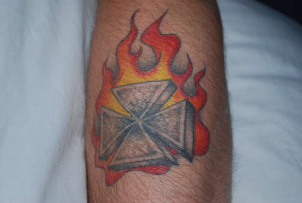 Iron Cross on Fire tattoo