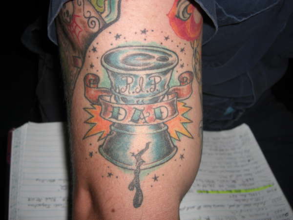 R.I.P. Dad oil drum tattoo