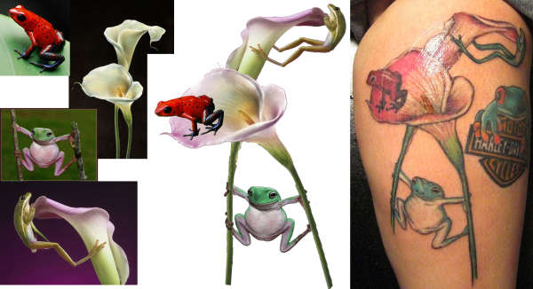 Three Frogs On Lily tattoo
