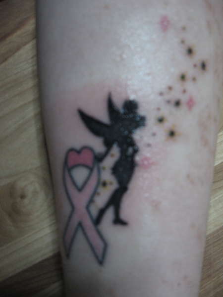 Upated Breast Cance Ribbon/ Tinkerbell tattoo