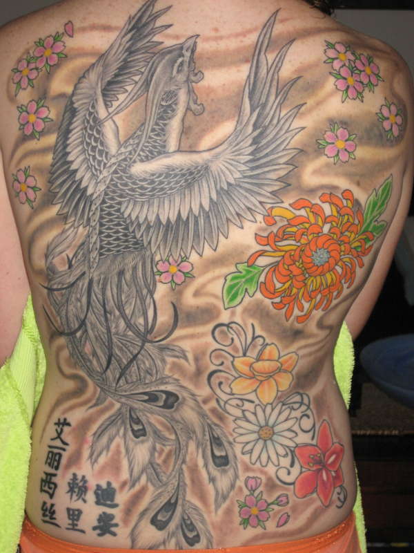 Phoenix finish with background tattoo