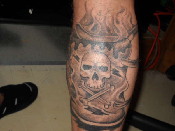 the back of toxic man tattoo