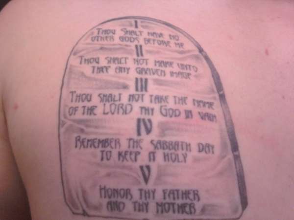Tablet One Of Ten Commandments tattoo