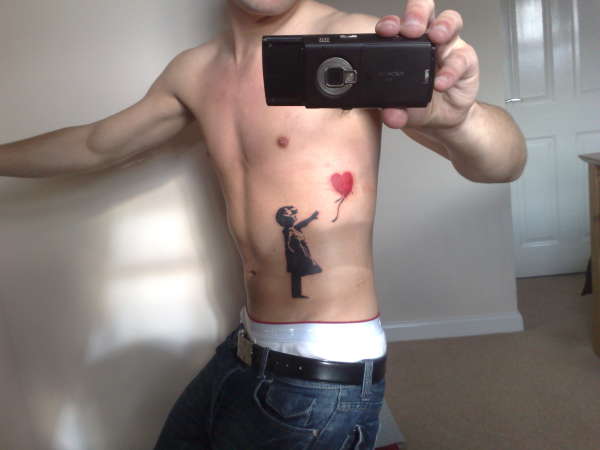 Banksy "Girl With Heart Balloon) First Tattoo! tattoo