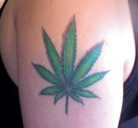 Cannabis Leaf tattoo.
