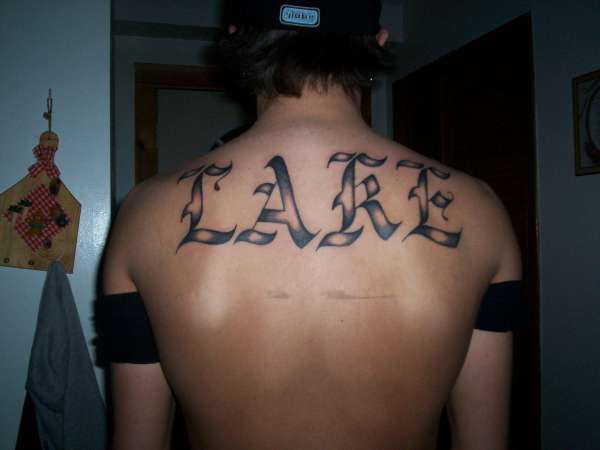 LAKE .. last name tattoo