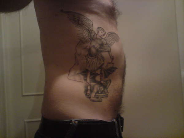 st michael the archangel tattoo ribs