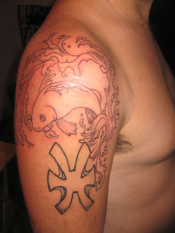 Koi fish line art tattoo