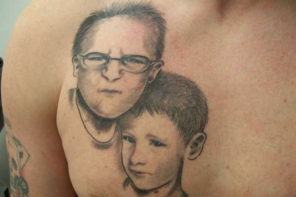 Quirky kid portrait tattoo
