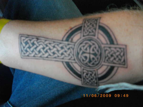 cetlic cross on my fore arm tattoo