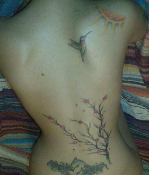 Cherry Blossom and Hummingbird tattoo