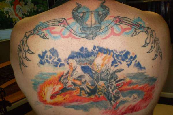 Ghost Rider back piece tattoo