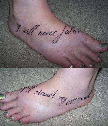 I Will Never Falter I'll Stand My Ground. tattoo