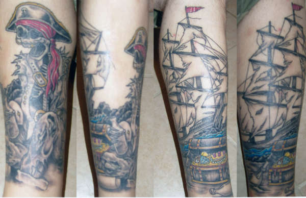 Pirate and Ship tattoo