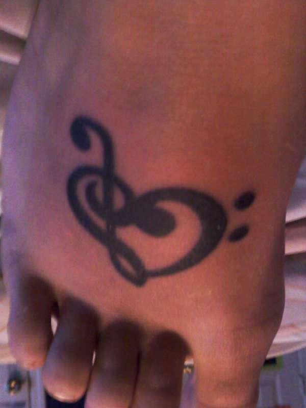 Treble/Bass clef heart tattoo