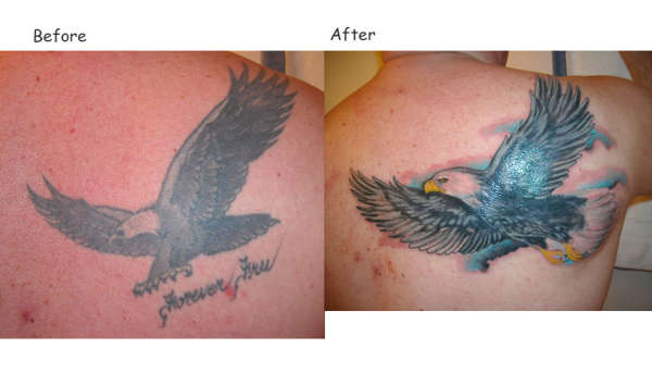 cover up of my hubby's old eagle tattoo