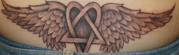 Heartagram with wings tattoo