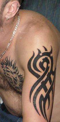 My Hubby's Left Arm & Chest Piece tattoo