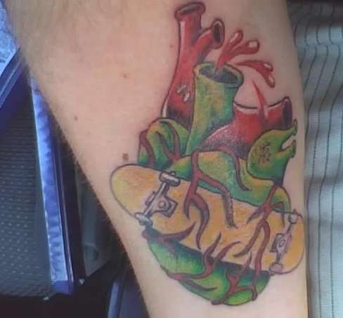 skateboard heart tattoo