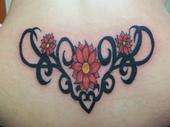 flower back piece tattoo