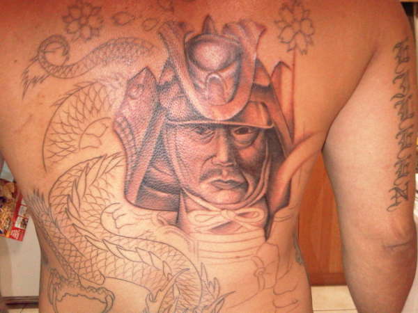 Dragon / Samurai back piece second sitting tattoo