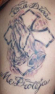Cross w/ Praying Hands tattoo