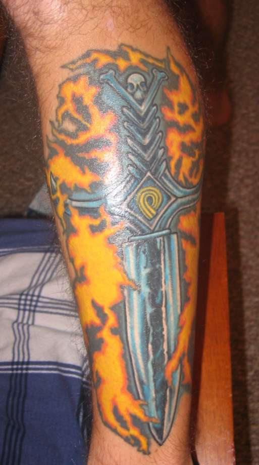 Flaming Dagger tattoo